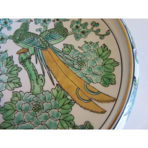 Gold Imari Hand painted Peacock Motif Porcelain Floral Pattern Small Dish - Picture 12 of 13